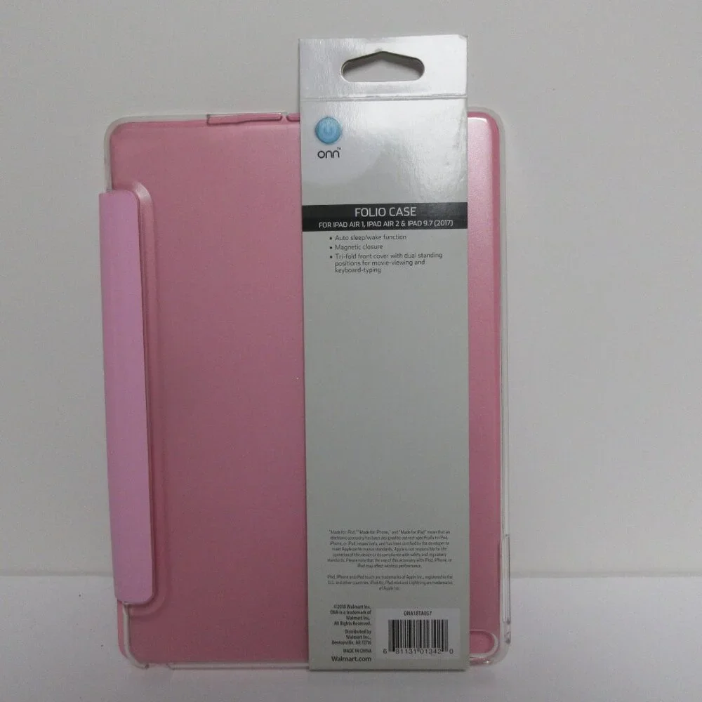 New ONN Folio Case for iPad Air 1, iPad Air 2 & iPad 9.7 - Pink Magnetic Closur